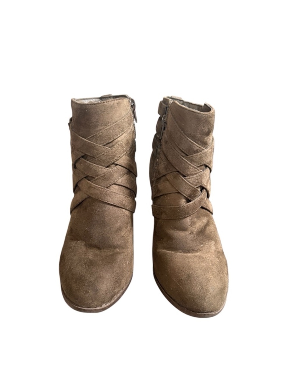 Charlotte Russe Olive Suede Strappy Ankle Booties - Picture 3 of 5